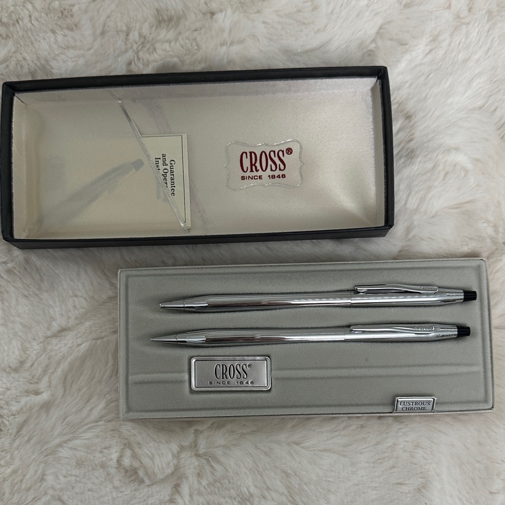 Vintage Cross chrome pen & pencil set